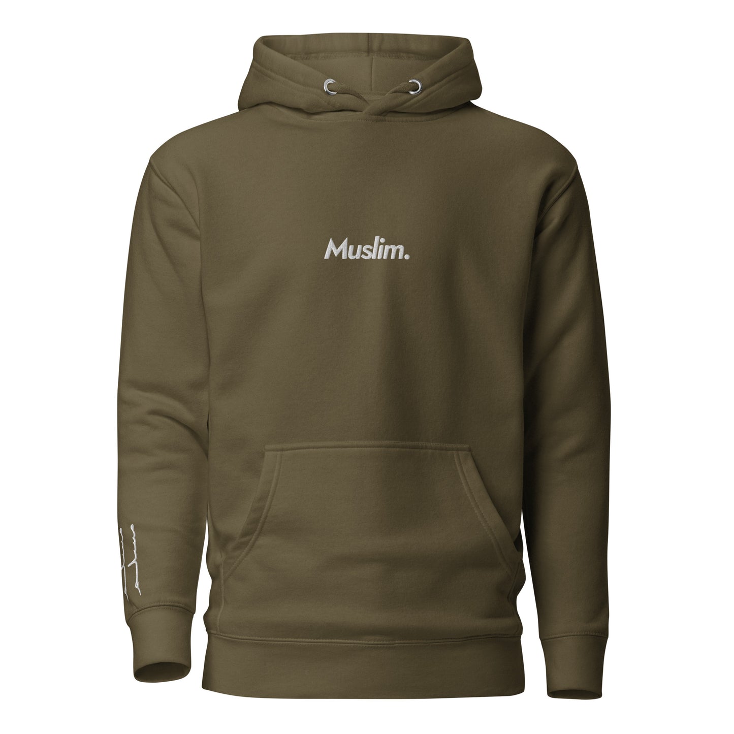 'Muslim Period' Embroidered Premium Hoodie with Arabic Script