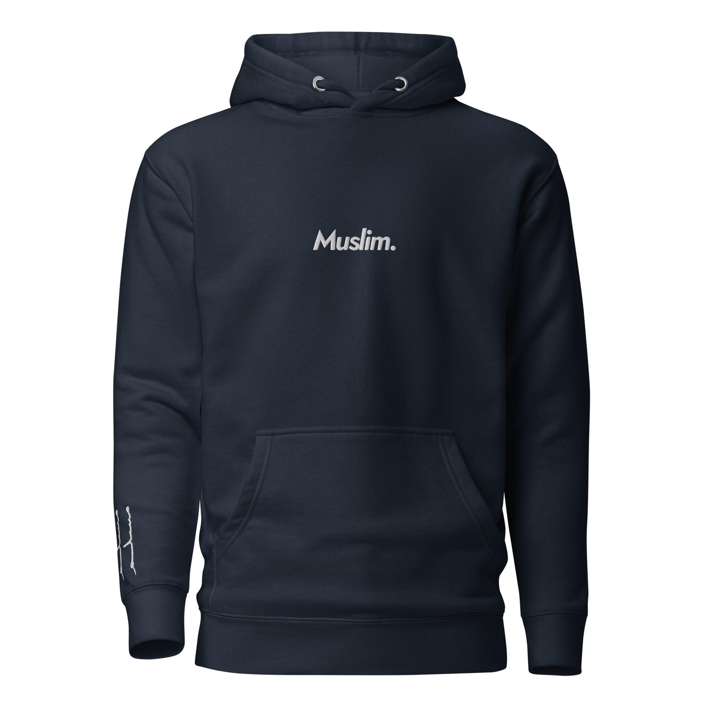 'Muslim Period' Embroidered Premium Hoodie with Arabic Script