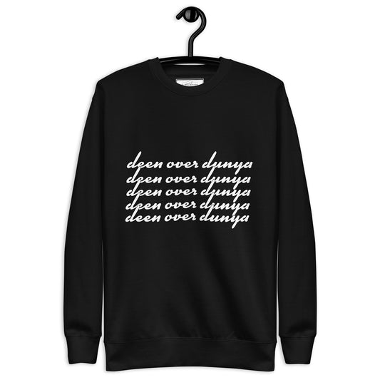 'Deen Over Dunya' Premium Sweatshirt (Black/White)